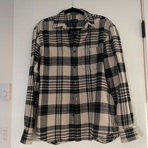 Club Monaco Flannel Shirt, Black & Cream, Mens Size Large